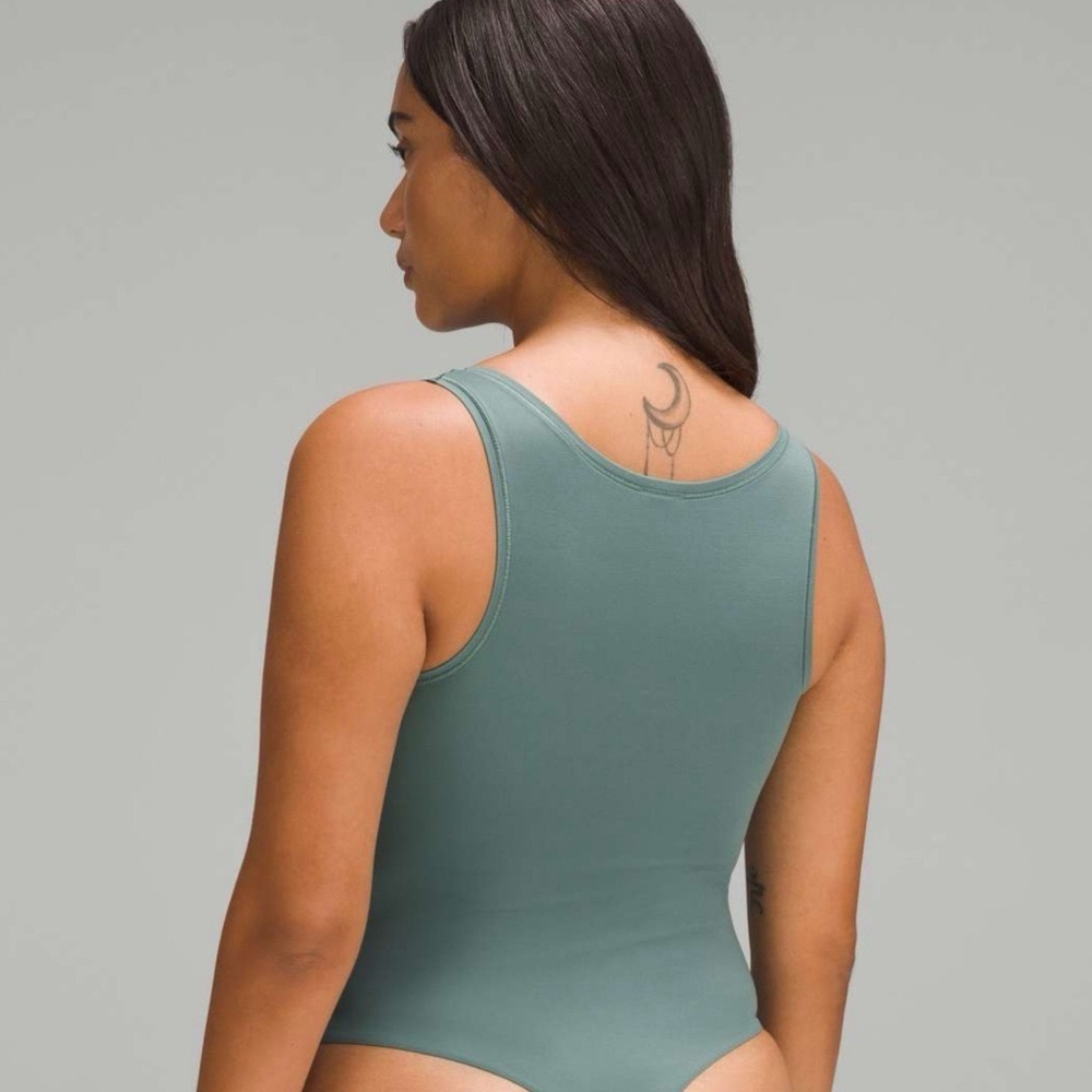 Lululemon Wundermost Square Neck Nulu Bodysuit Sleeveless Forest Green 1X NWT - Picture 3 of 10